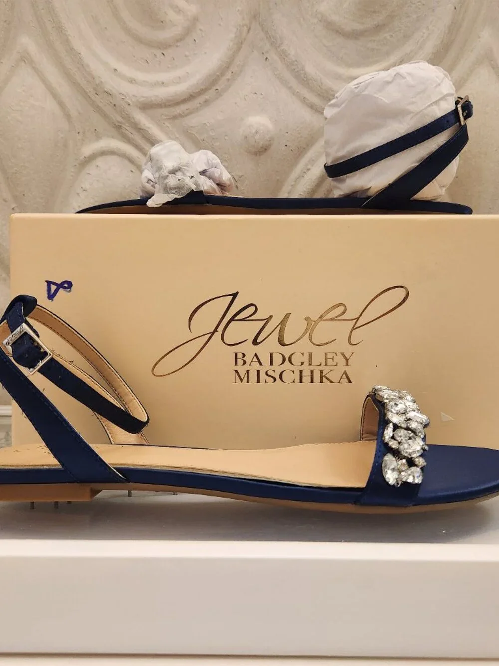 Jewel Badgley Mischka Navy Satin 